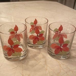 Vintage Block Poinsettia Old Fashion Glasses (3)